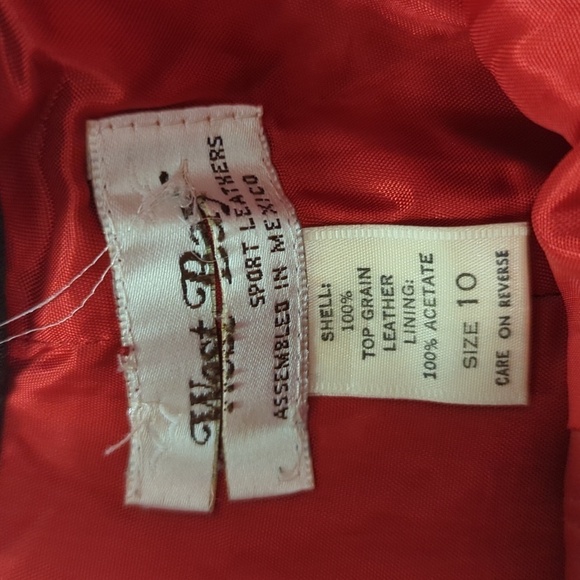 Women's West Bay Top Grain Genuine Leather Straight Leg Pant Red 10 western - Picture 6 of 12